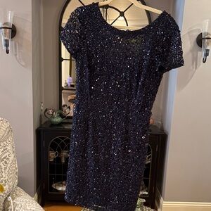 Adrienne Landau Navy Sequin Mini Dress